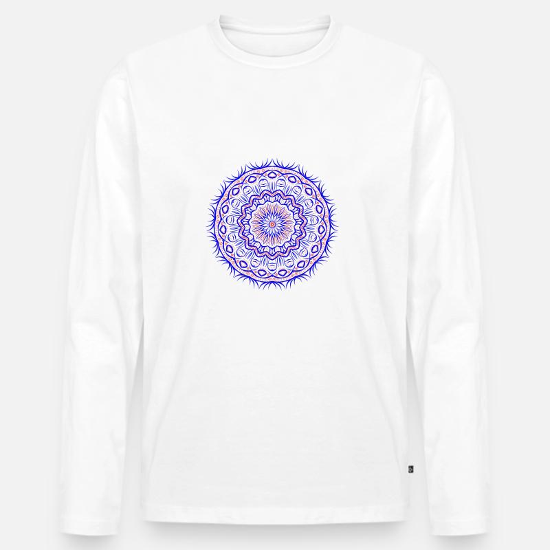 Mandala - Männer Premium Bio Langarmshirt - Weiß