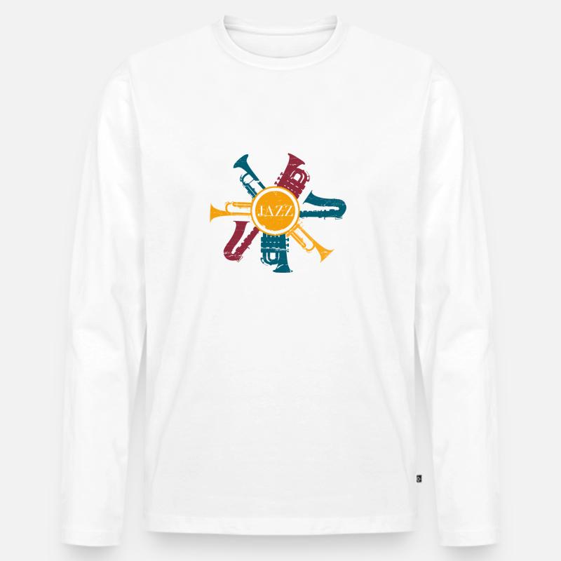 Jazz - Männer Premium Bio Langarmshirt - Weiß