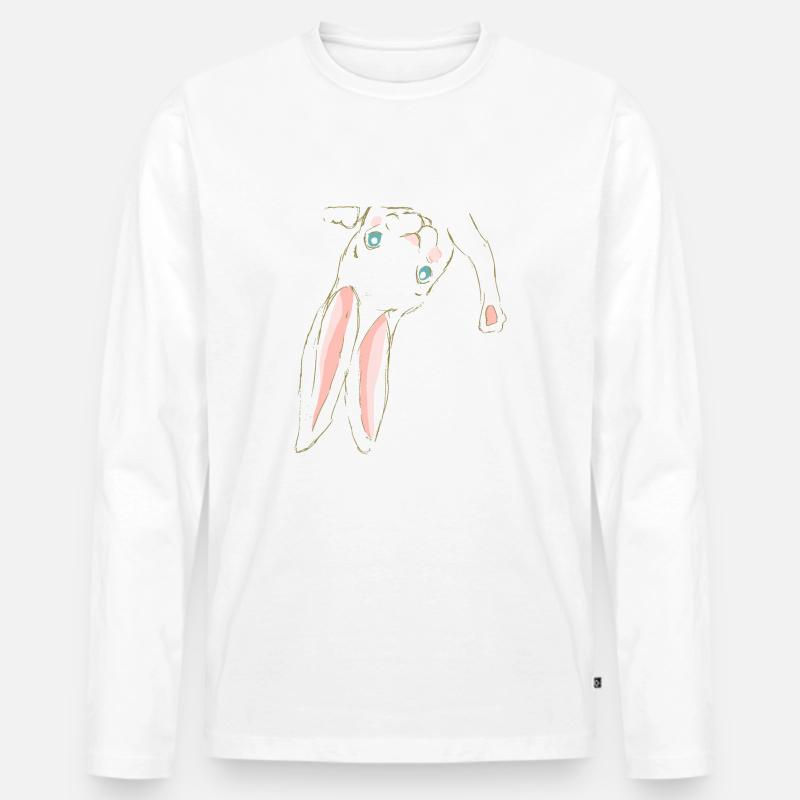 Hase Bunny - Männer Premium Bio Langarmshirt - Weiß