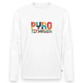 Pyrotechniker wenn ich renne rennst du besser auch - Männer Premium Bio Langarmshirt - Weiß - Vorne - Nico (187cm)