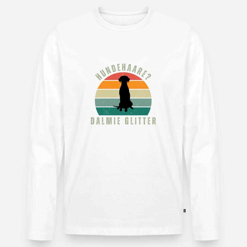 Dalmie Glitter Retro Sunset - Männer Premium Bio Langarmshirt - Weiß