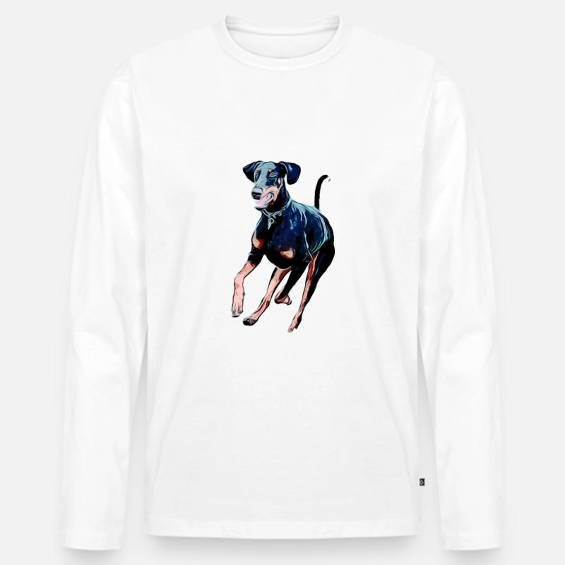 Dobermann - Männer Premium Bio Langarmshirt - Weiß