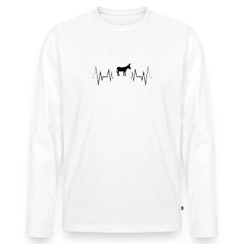 Heartbeat Donkey Silhouette - Men's Premium Organic Long Sleeve Shirt - white - Front - Nico (187cm)
