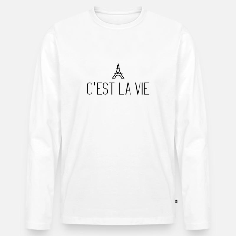 C'est la vie - Männer Premium Bio Langarmshirt - Weiß