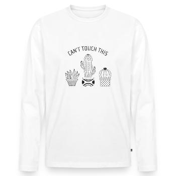 Can't Touch This - Cool Cactus Succulent Design - Men's Premium Organic Long Sleeve Shirt - white - Front - Nico (187cm)