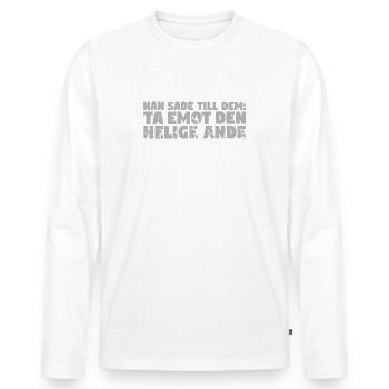 Receive Comforter - Swedish - Men's Premium Organic Long Sleeve Shirt - white - Front - Nico (187cm)