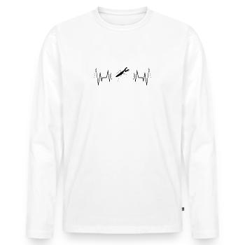 Silhouette de mante religieuse à battement de cœur - T-shirt manches longues Premium bio Homme - blanc - Devant - Nico (187cm)