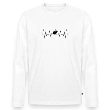 Silhouette de lapin Heartbeat - T-shirt manches longues Premium bio Homme - blanc - Devant - Nico (187cm)