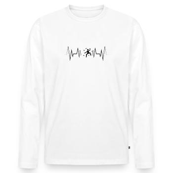 Battement de cœur Silhouette d’escalade de bloc - T-shirt manches longues Premium bio Homme - blanc - Devant - Nico (187cm)