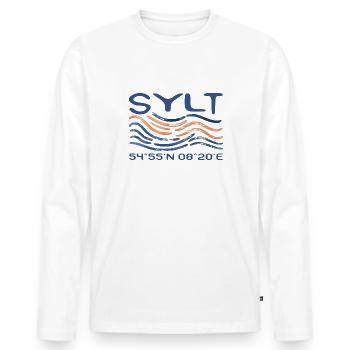 Sylt Westerland North Sea Island Coordonnées GPS - T-shirt manches longues Premium bio Homme - blanc - Devant - Nico (187cm)