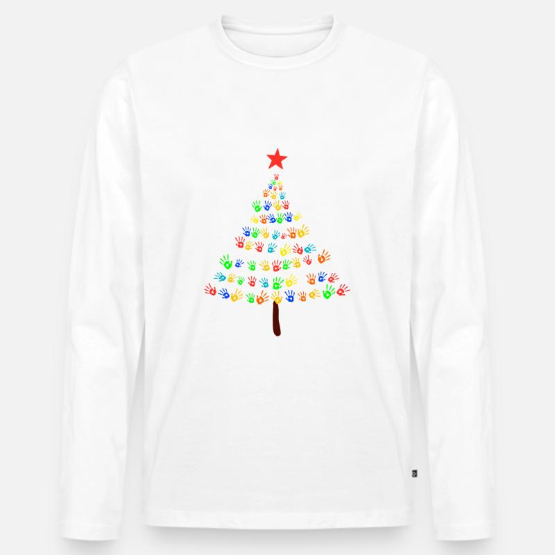 Weihnachtsbaum Kinder Frieden - Männer Premium Bio Langarmshirt - Weiß