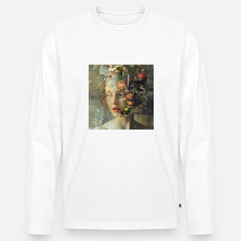 Frau mit Obst - Männer Premium Bio Langarmshirt - Weiß