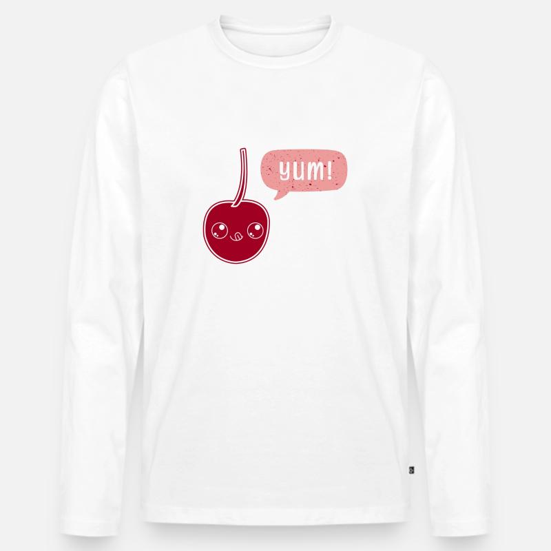 Yummy Cherry - Männer Premium Bio Langarmshirt - Weiß