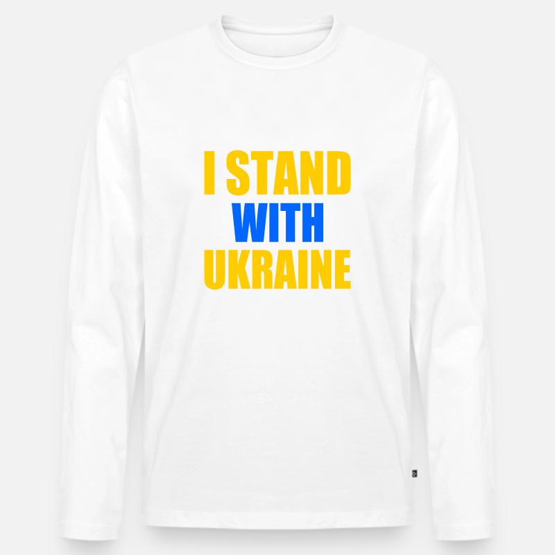 I stand with ukraine - Männer Premium Bio Langarmshirt - Weiß