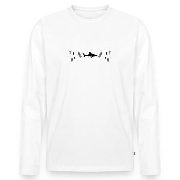 Silhouette de requin Heartbeat - T-shirt manches longues Premium bio Homme - blanc - Devant - Nico (187cm)