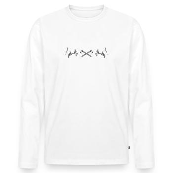 Herzschlag Holzarbeiter Silhouette - Männer Premium Bio Langarmshirt - Weiß - Vorne - Nico (187cm)