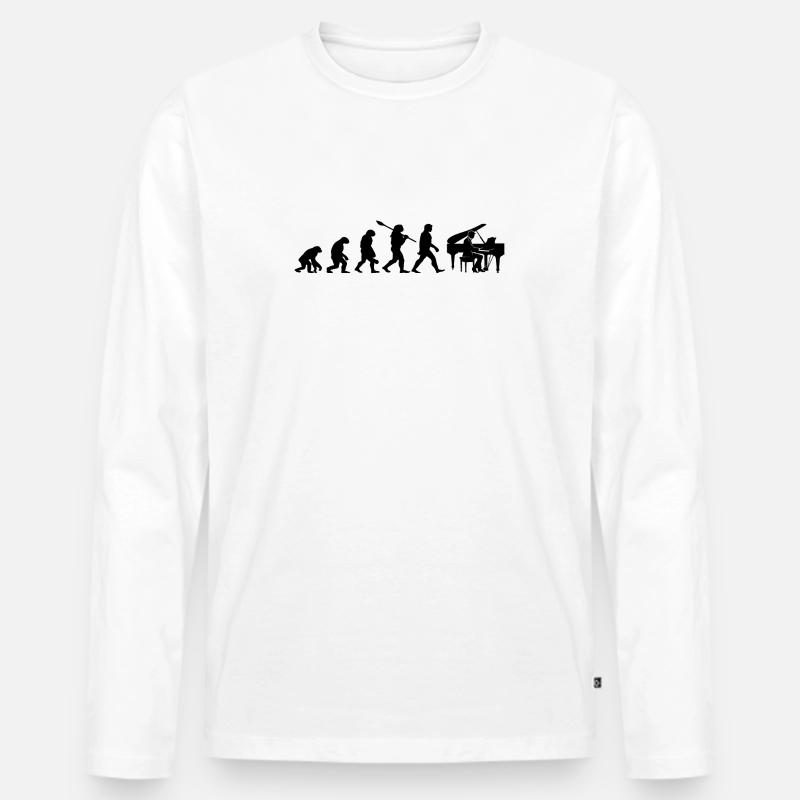 Evolution Pianist - Männer Premium Bio Langarmshirt - Weiß