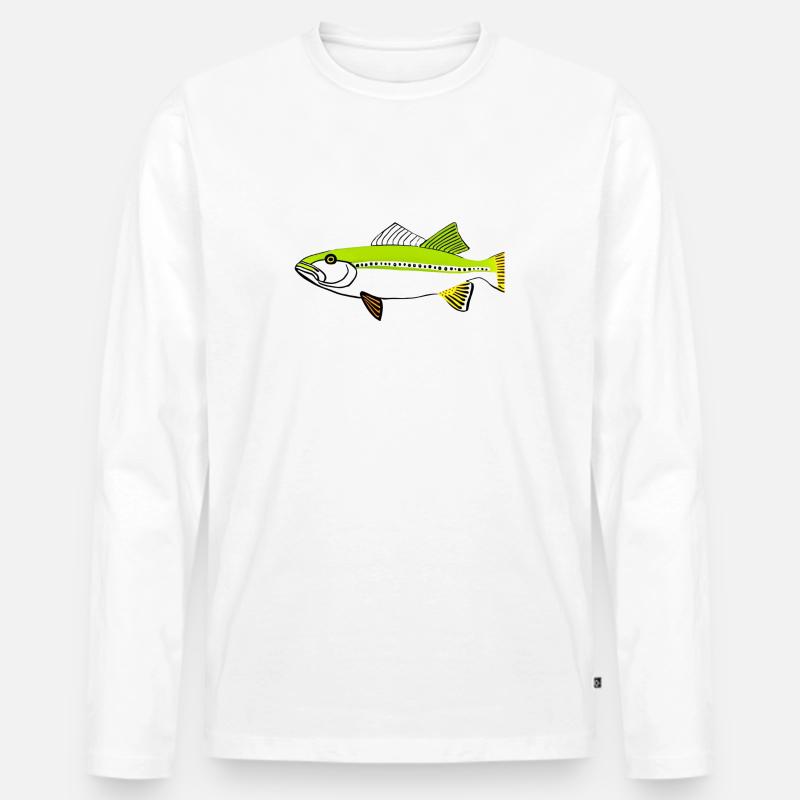 Forelle - Männer Premium Bio Langarmshirt - Weiß