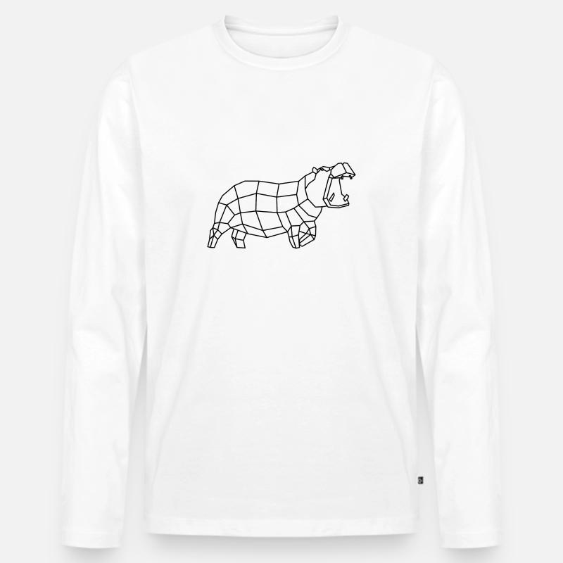 Nilpferd - Männer Premium Bio Langarmshirt - Weiß