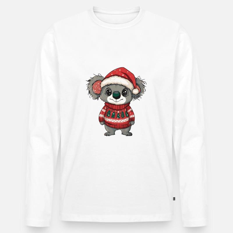 Koala Weihnachten Comic - Männer Premium Bio Langarmshirt - Weiß