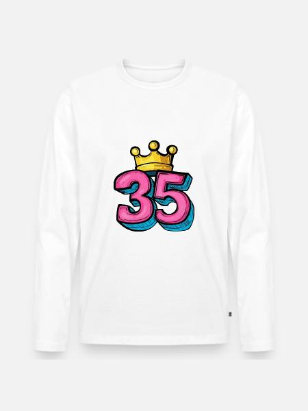35 Number Crown - Men's Premium Organic Long Sleeve Shirt - white