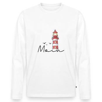 Leuchtturm Aquarell Moin Norddeutschland - Männer Premium Bio Langarmshirt - Weiß - Vorne - Nico (187cm)