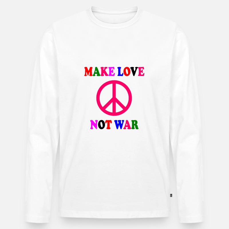 Make love not war - Männer Premium Bio Langarmshirt - Weiß