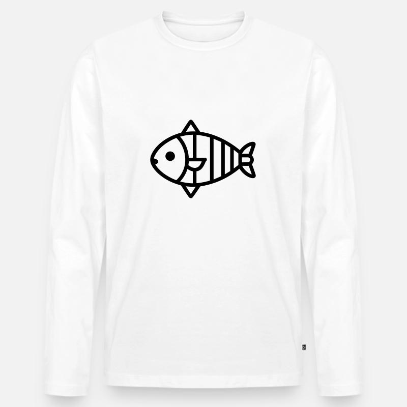 Fisch - Männer Premium Bio Langarmshirt - Weiß