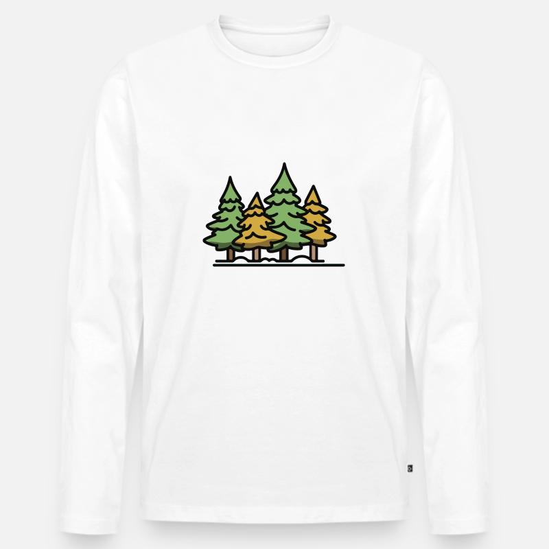 Wald Bäume - Männer Premium Bio Langarmshirt - Weiß