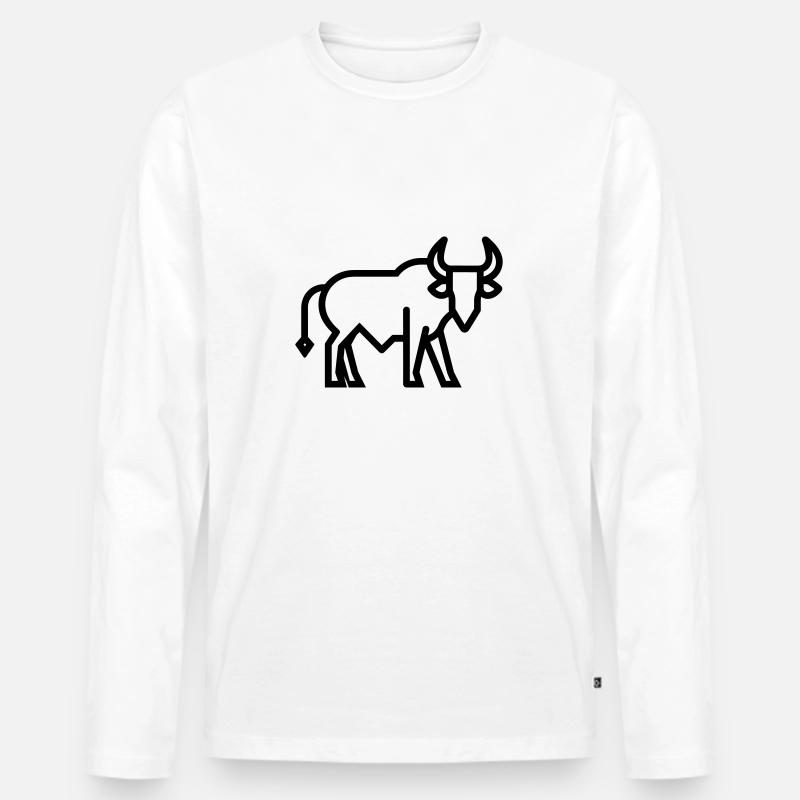 Stier - Männer Premium Bio Langarmshirt - Weiß