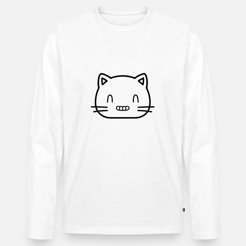 Katze - Männer Premium Bio Langarmshirt - Weiß
