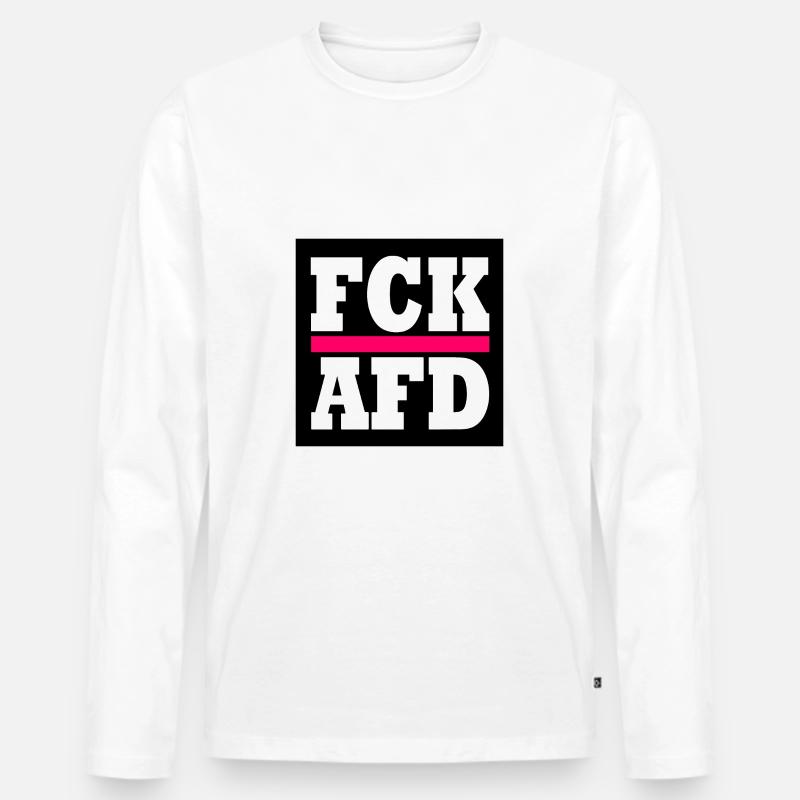 Fck afd - Männer Premium Bio Langarmshirt - Weiß