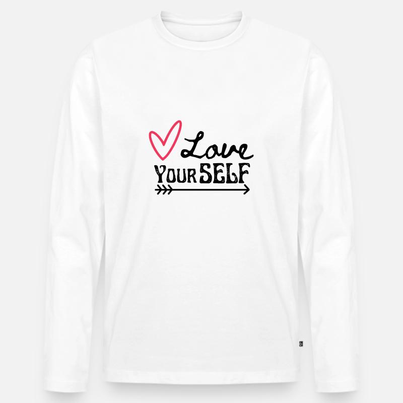Liebe dich selbst - Männer Premium Bio Langarmshirt - Weiß