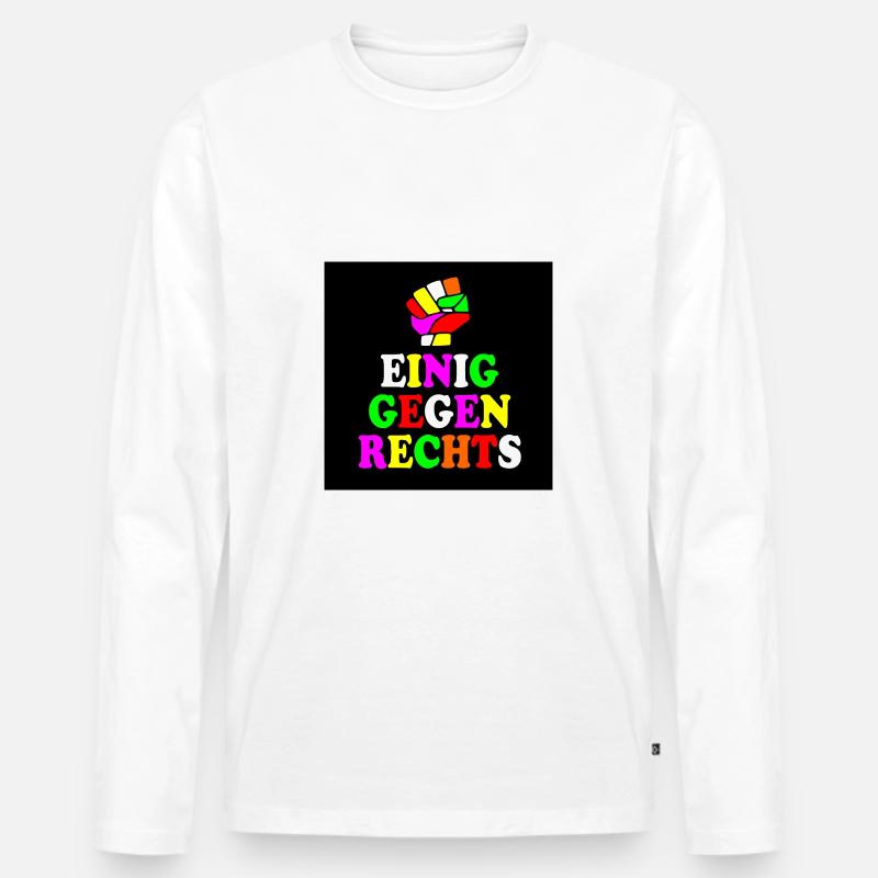 Einig gegen rechts - Männer Premium Bio Langarmshirt - Weiß