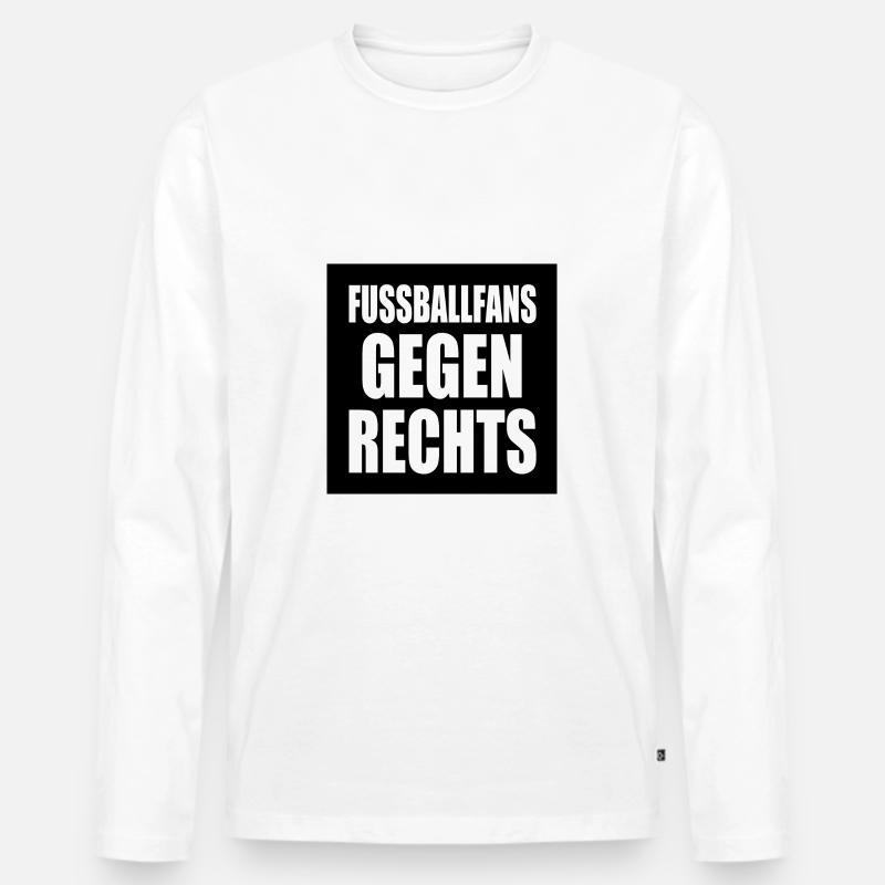 fussballfans gegen rechts - Männer Premium Bio Langarmshirt - Weiß