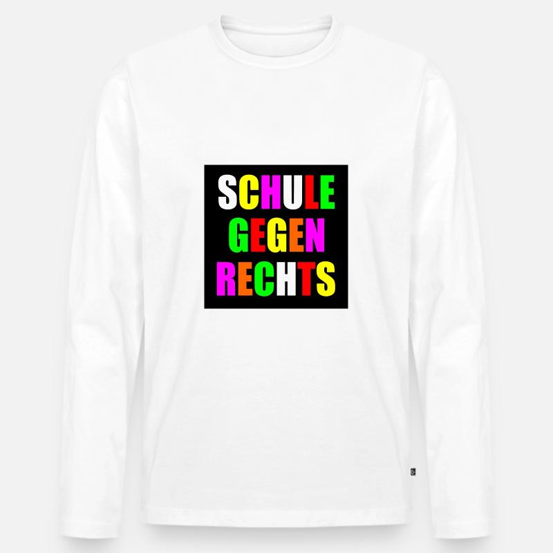 Schule gegen rechts - Männer Premium Bio Langarmshirt - Weiß