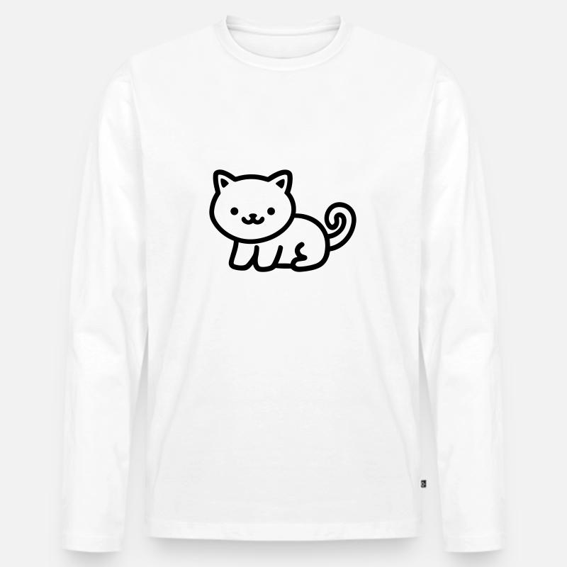 Katze - Männer Premium Bio Langarmshirt - Weiß