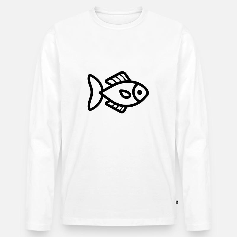 Fisch - Männer Premium Bio Langarmshirt - Weiß