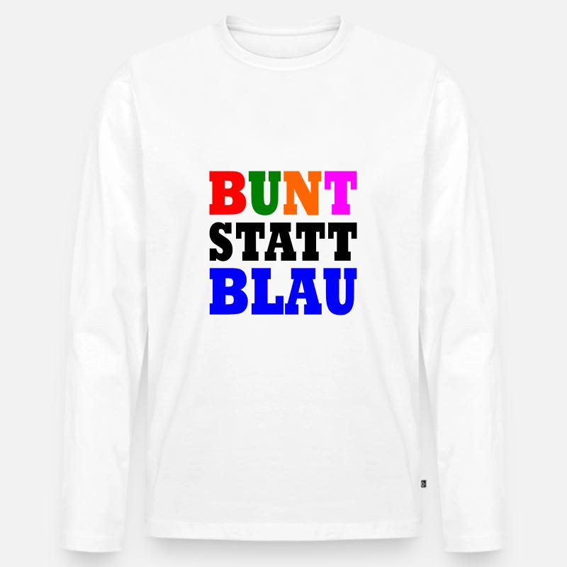Bunt statt blau - Männer Premium Bio Langarmshirt - Weiß
