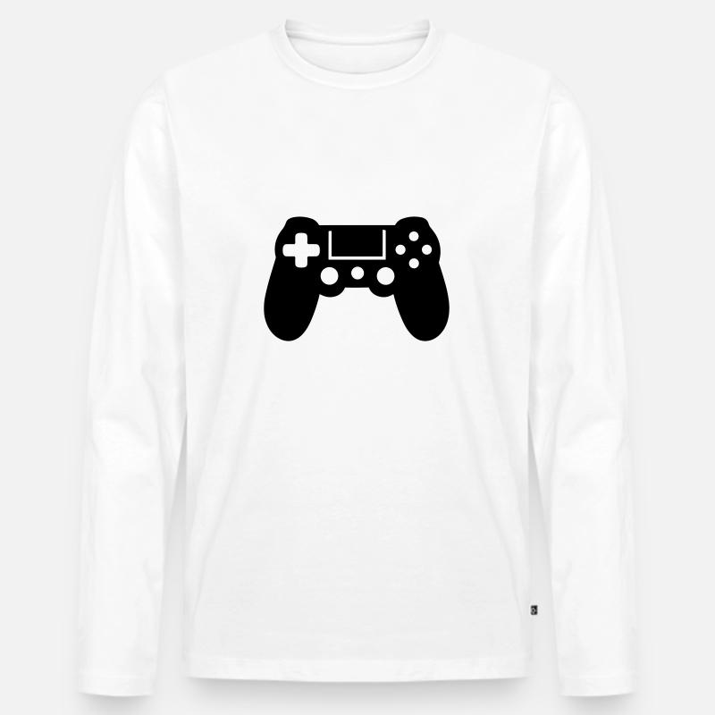Videospiel-Controller - Männer Premium Bio Langarmshirt - Weiß