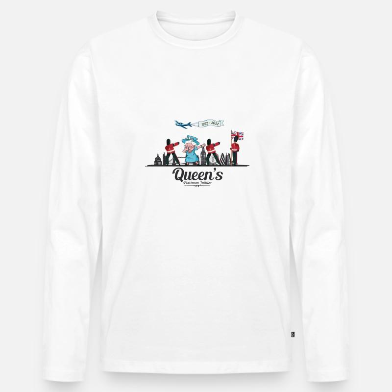 Dabbing British Queen Monarchy Platin-Jubiläum - Männer Premium Bio Langarmshirt - Weiß