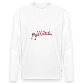 Time to Wine Down – Lustiges Wein-Design - Männer Premium Bio Langarmshirt - Weiß - Vorne - Nico (187cm)
