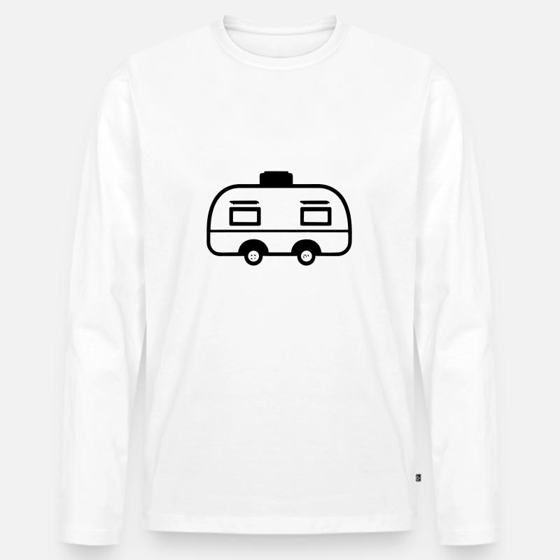 Kleiner Wohnwagen - Männer Premium Bio Langarmshirt - Weiß