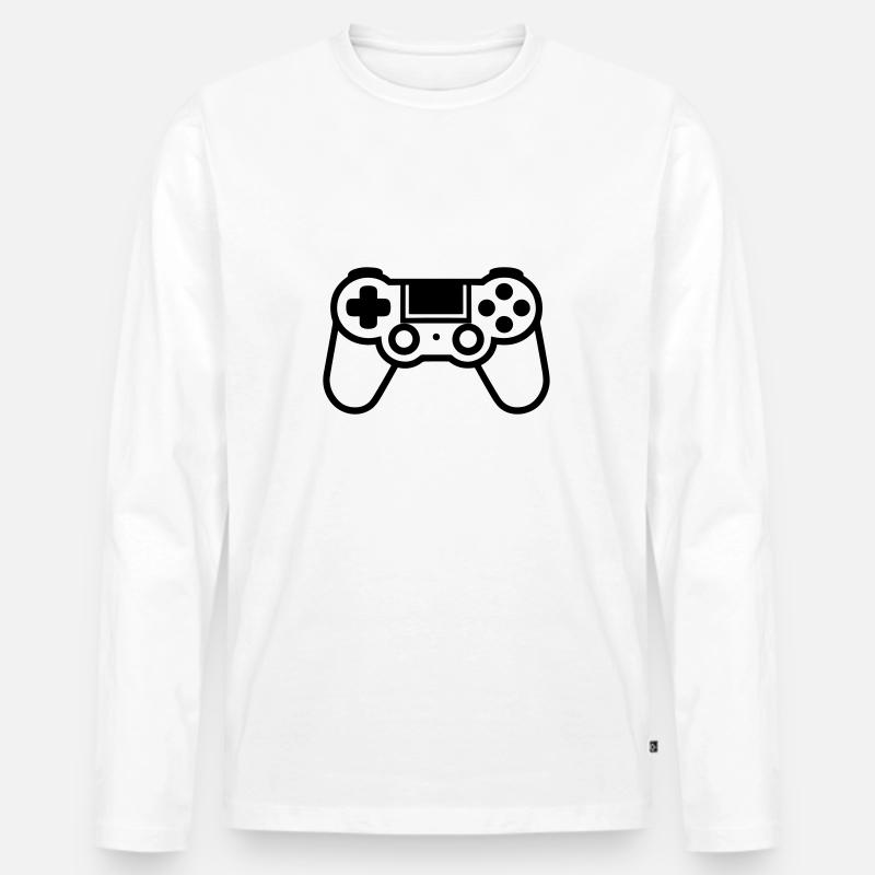 Videospiel-Controller - Männer Premium Bio Langarmshirt - Weiß