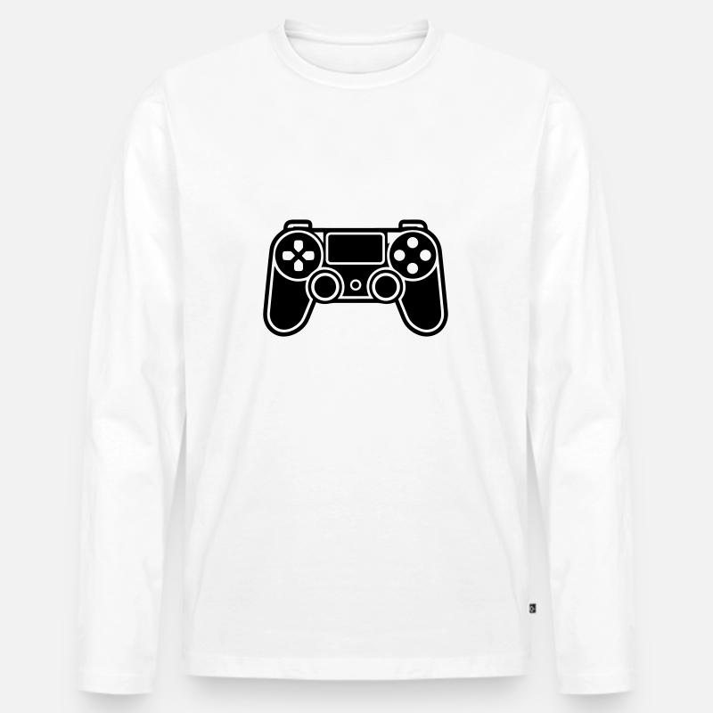 Videospiel-Controller - Männer Premium Bio Langarmshirt - Weiß