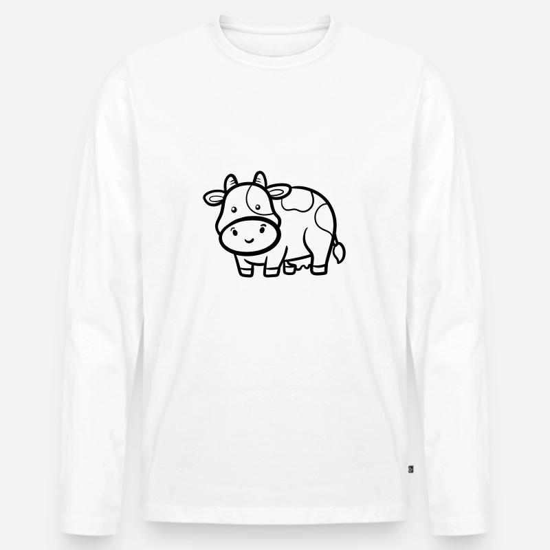 Kuh - Männer Premium Bio Langarmshirt - Weiß