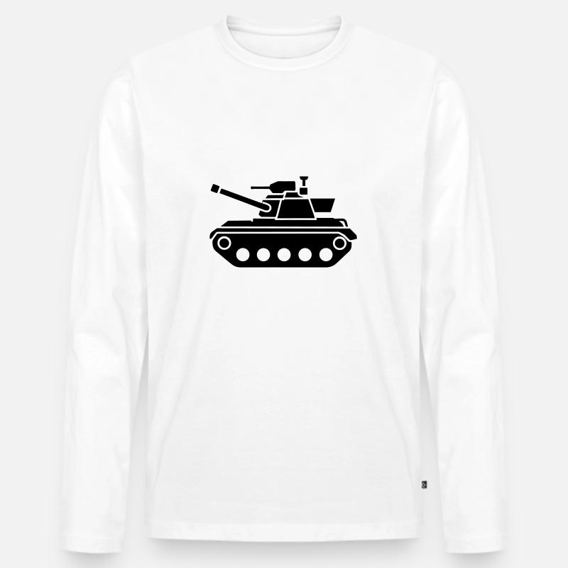 Panzer - Männer Premium Bio Langarmshirt - Weiß