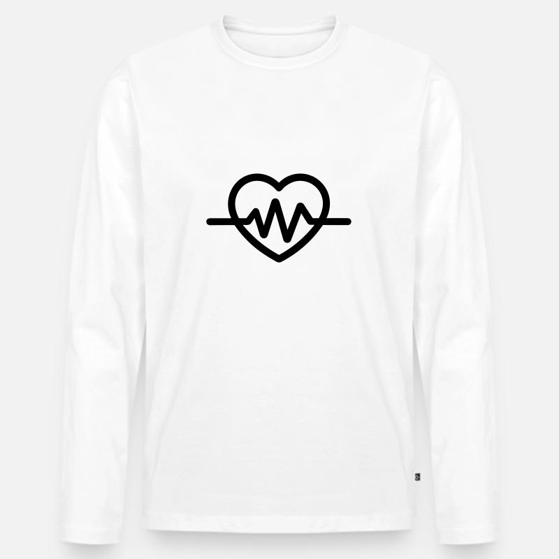 Herzschlag - Männer Premium Bio Langarmshirt - Weiß