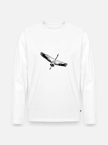 Heron bird in flight - Men's Premium Organic Long Sleeve Shirt - white