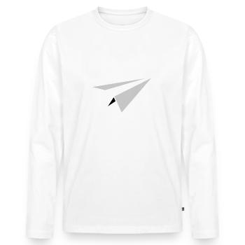Paper Plane Origami - Men's Premium Organic Long Sleeve Shirt - white - Front - Nico (187cm)